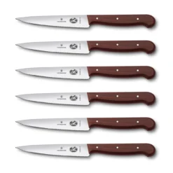 Victorinox - 6 Piece Steak Knife Set W/ Serrated Spear Tips, Rosewood