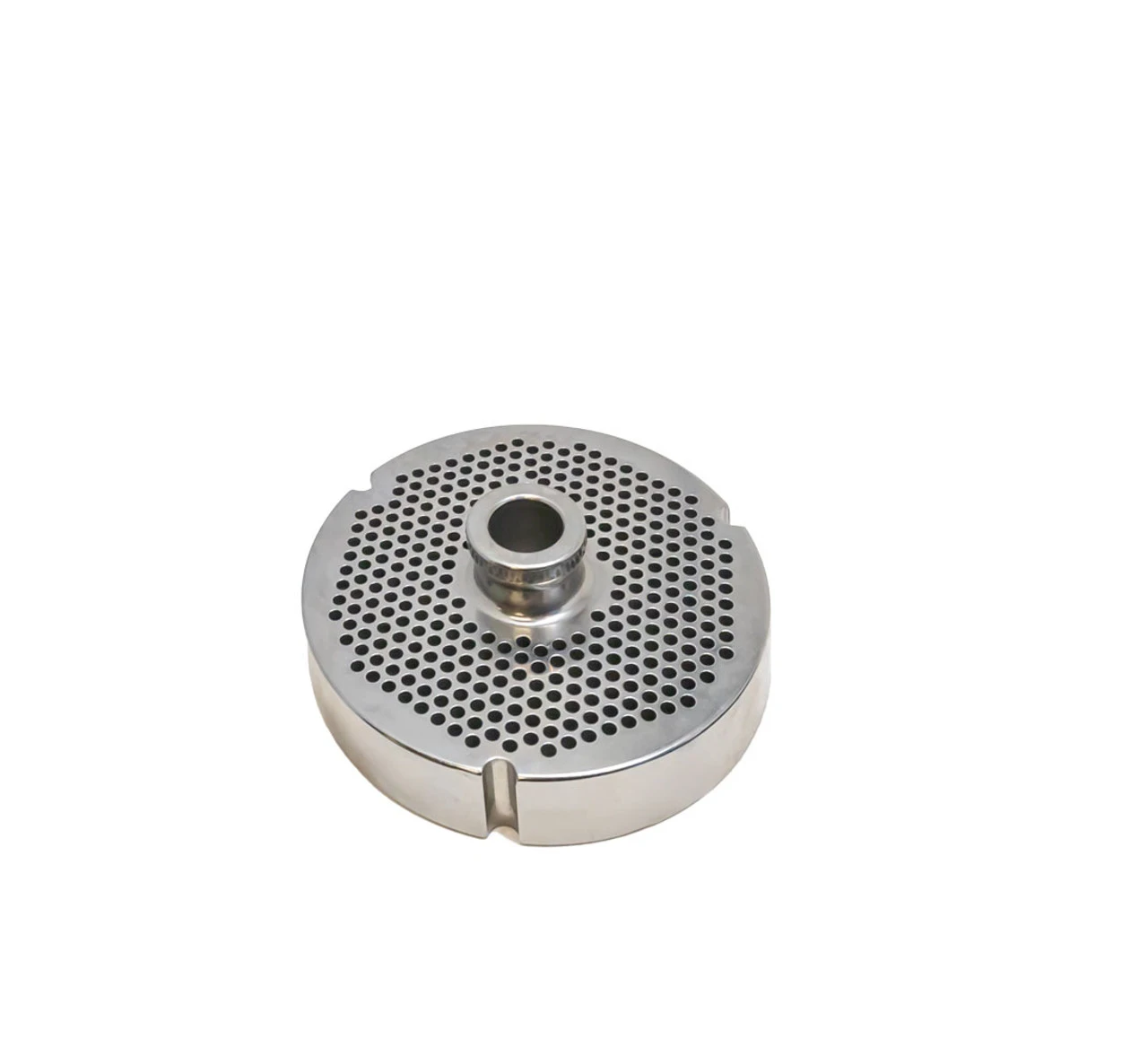 Omcan - #52 Meat Grinder Plate W/ Hub, 4mm Holes, 3 Notches/Round - 11173 1 Omcan - #52 Meat Grinder Plate W/ Hub, 4mm Holes, 3 Notches/Round - 11173
