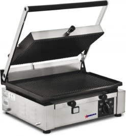 Omcan - Elite Series 10" X 14" Single Panini Grill W/ Grooved Top & Bottom - 11377