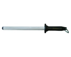 Omcan - 12" Diamond Sharpening Steel With Black Handle - 13774