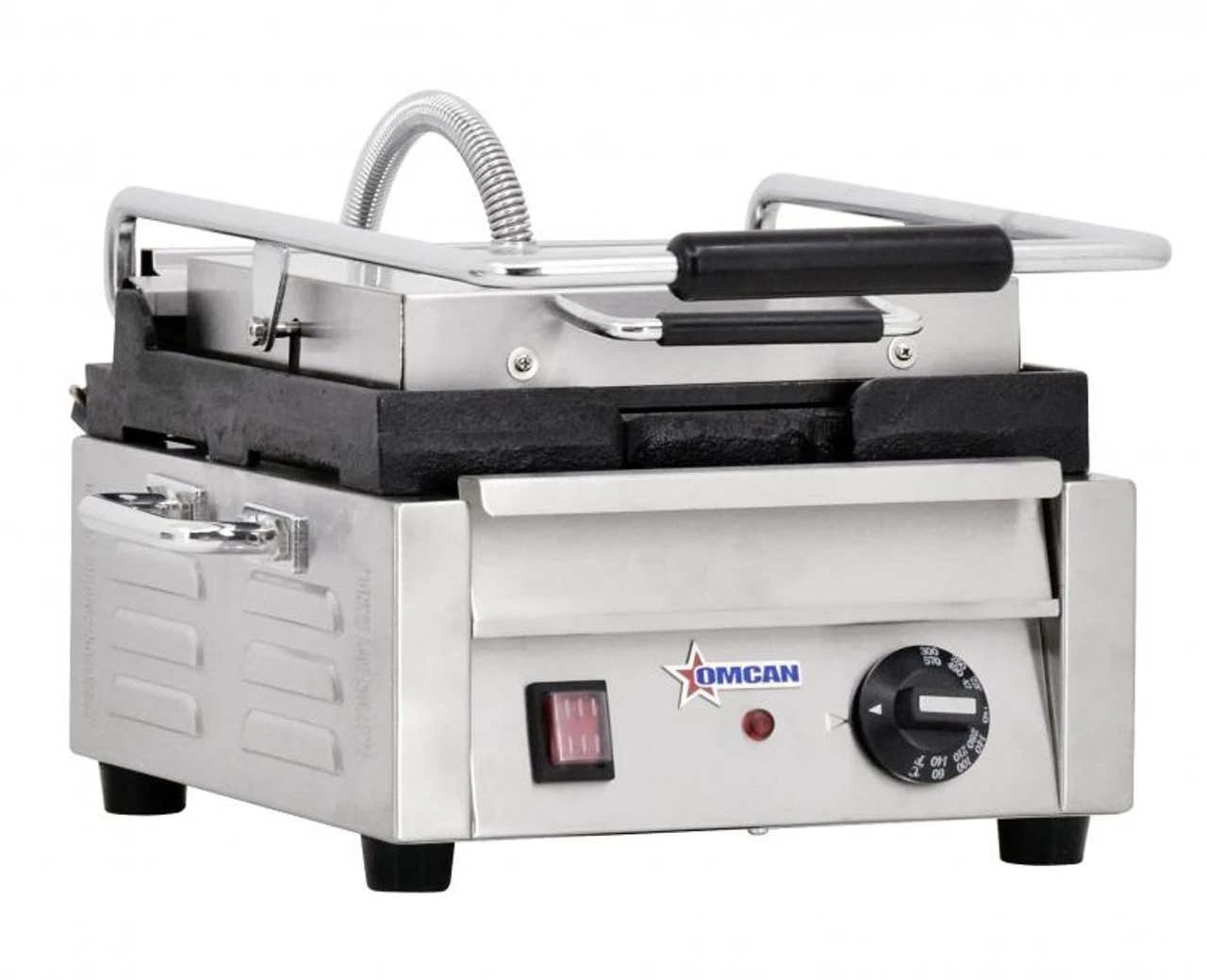 Omcan - 10" X 11" Single Panini Grill With Top And Bottom Smooth Grill Surface - 21464 2 Omcan - 10" X 11" Single Panini Grill With Top And Bottom Smooth Grill Surface - 21464 - Image 2