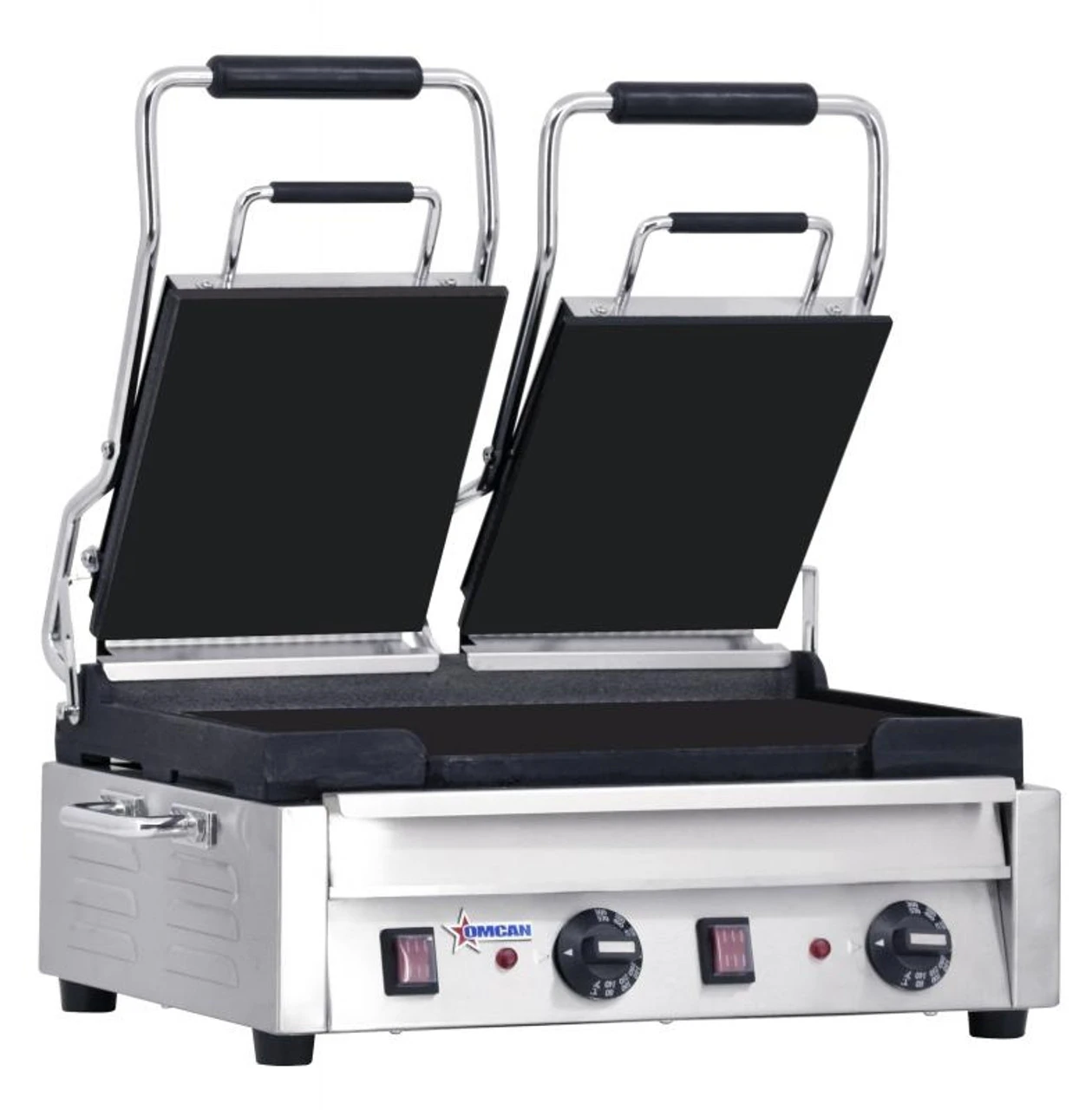 Omcan - 10" X 18" Double Panini Grill With Top And Bottom Smooth Grill Surface - 21466 1 Omcan - 10" X 18" Double Panini Grill With Top And Bottom Smooth Grill Surface - 21466