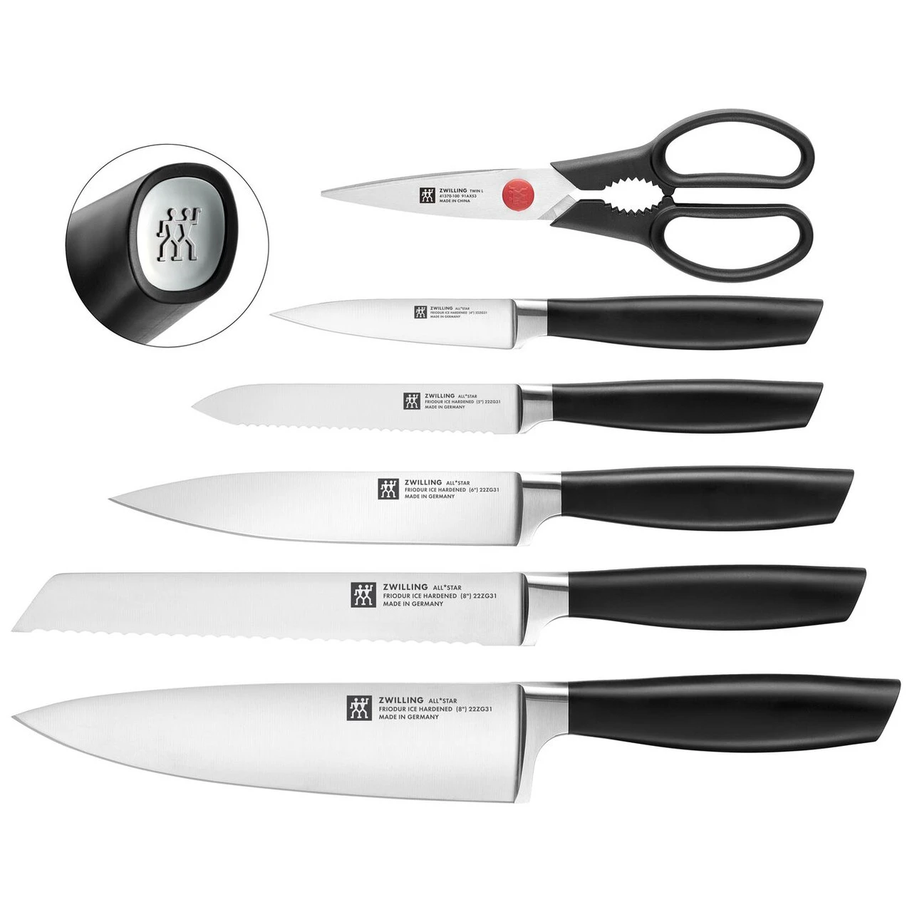 Zwilling - All * Star 7 PC Self Sharpening Knife White Block Set Silver Knives 3 Zwilling - All * Star 7 PC Self Sharpening Knife White Block Set Silver Knives - Image 3