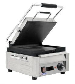 Omcan - 10" X 11" Single Panini Grill With Smooth Top And Bottom Grill Surface With Timer - 42909