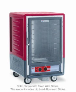 Metro - C5 3 Series Red Insulated Low Wattage Half Size Heated Holding Cabinet With Lip Load Slides And Clear Door - C535-HLFC-L