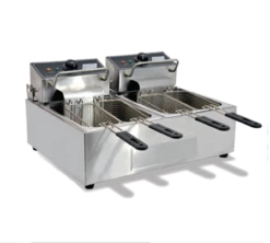 Omcan - 220 V Double Table Top Electric Fryer - 39372