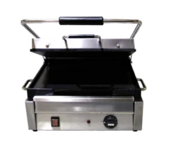 Omcan - 11" X 15" Single Panini Grill With Smooth Top And Bottom Grill Surface - 21465