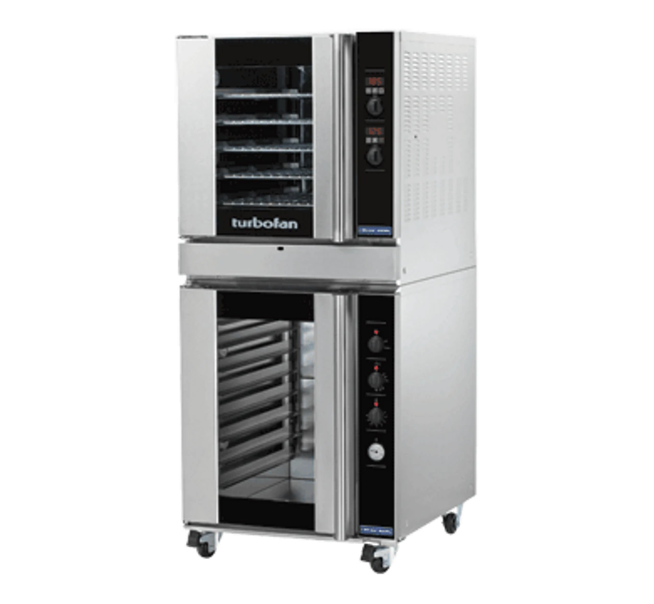 Turbofan - 29" Full Size Sheet Pan Digital Gas Convection Oven Double Stacked On An 8 Tray Manual Electric Proofer Holding Cabinet - G32D5/P8M 2 Turbofan - 29" Full Size Sheet Pan Digital Gas Convection Oven Double Stacked On An 8 Tray Manual Electric Proofer Holding Cabinet - G32D5/P8M - Image 2