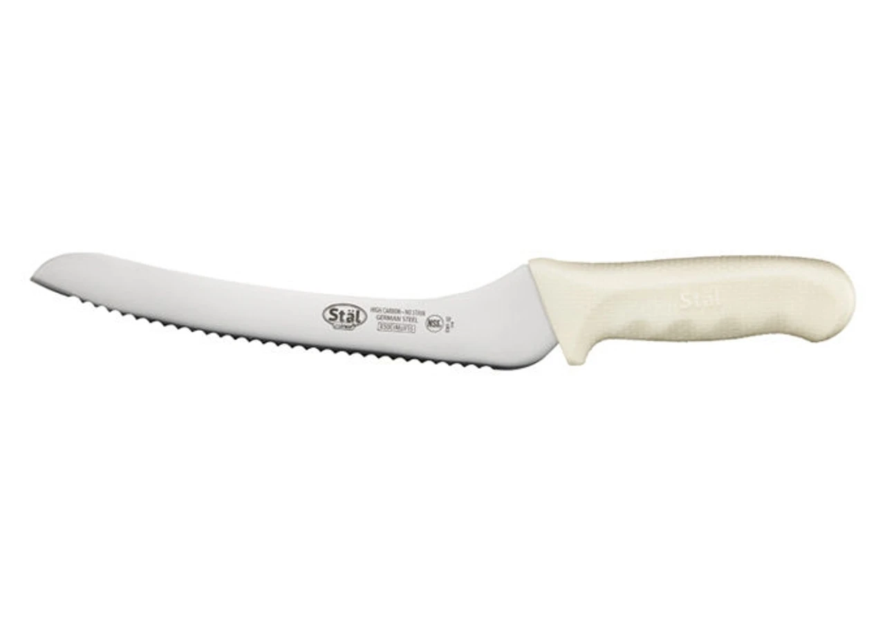 Stal By Winco - 9" White Offset Utility / Bread Knife - KWP92 1 Stal By Winco - 9" White Offset Utility / Bread Knife - KWP92